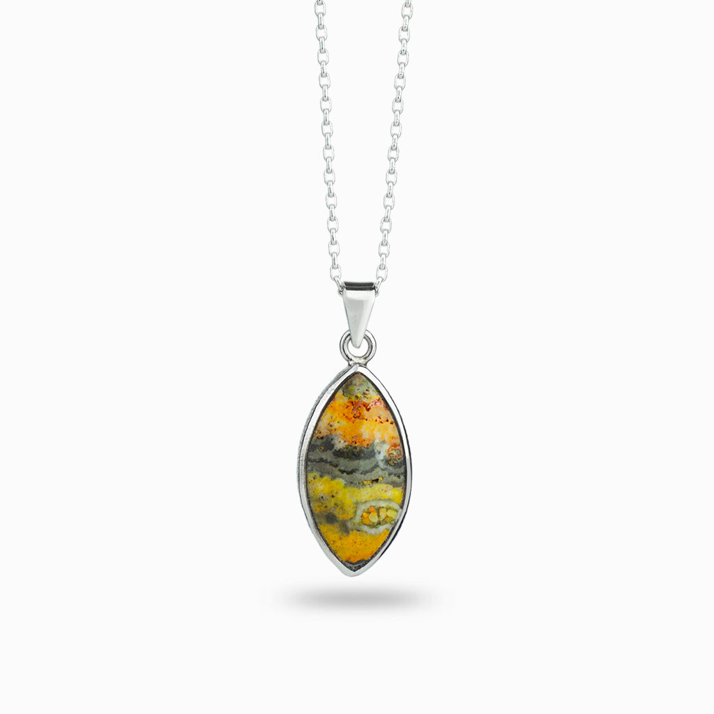 Marquis bumble bee jasper cab necklace