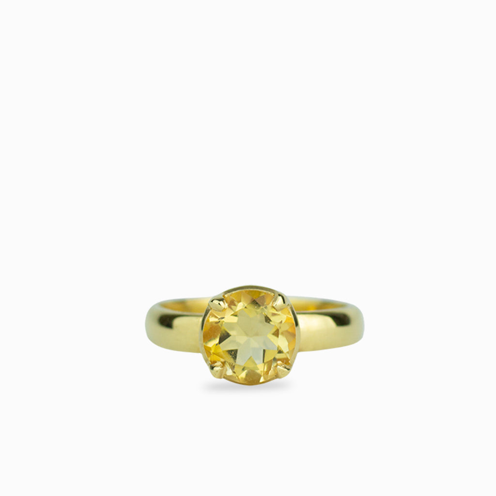 Citrine Vermeil Yellow Gold Faceted Claw Ring