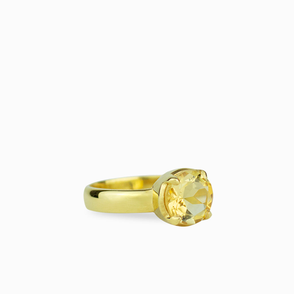 Citrine Vermeil Yellow Gold Faceted Claw 