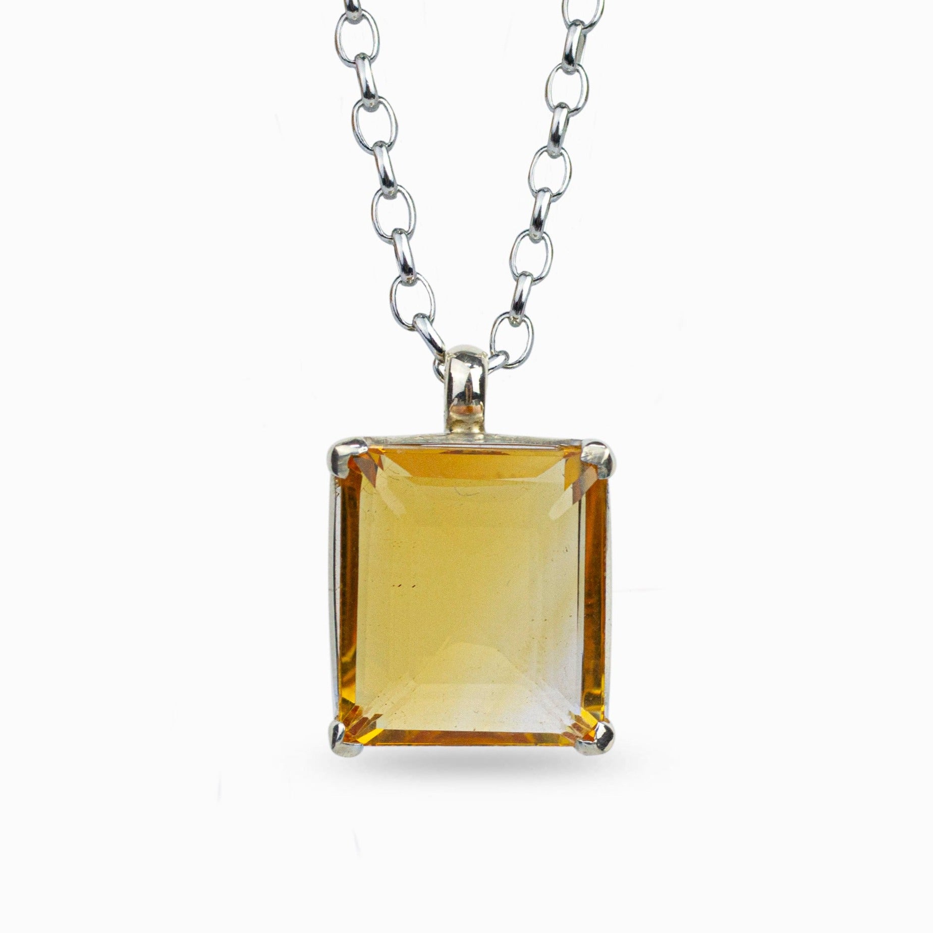 citrine yellow faceted necklace natural crystal