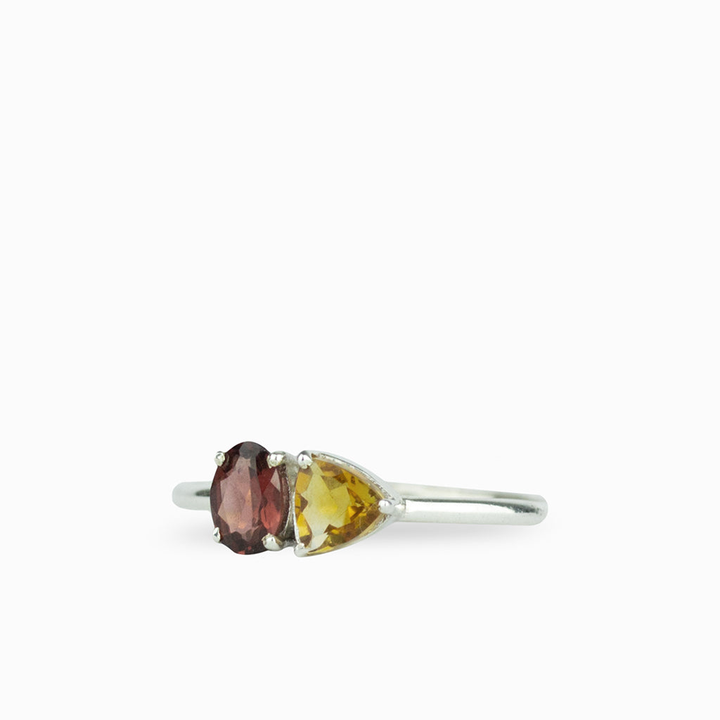 Citrine and Garnet faceted ring