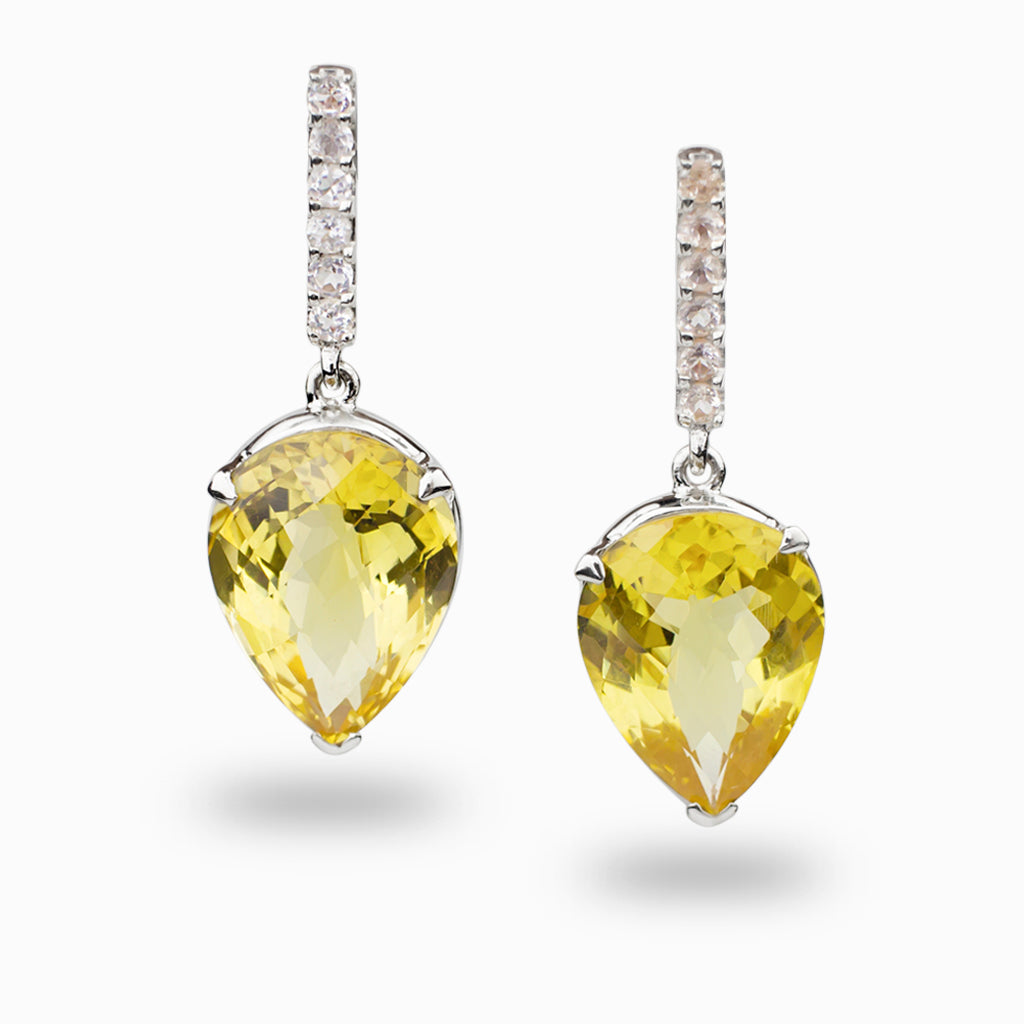 Citrine and White Topaz Drop Earrings