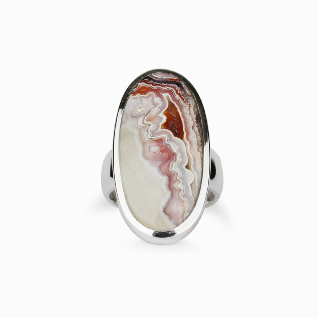 Oval shaped Crazy Lace Agate Ring