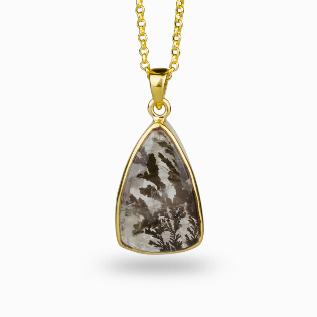 Dendritic Quartz Necklace in gold vermeil