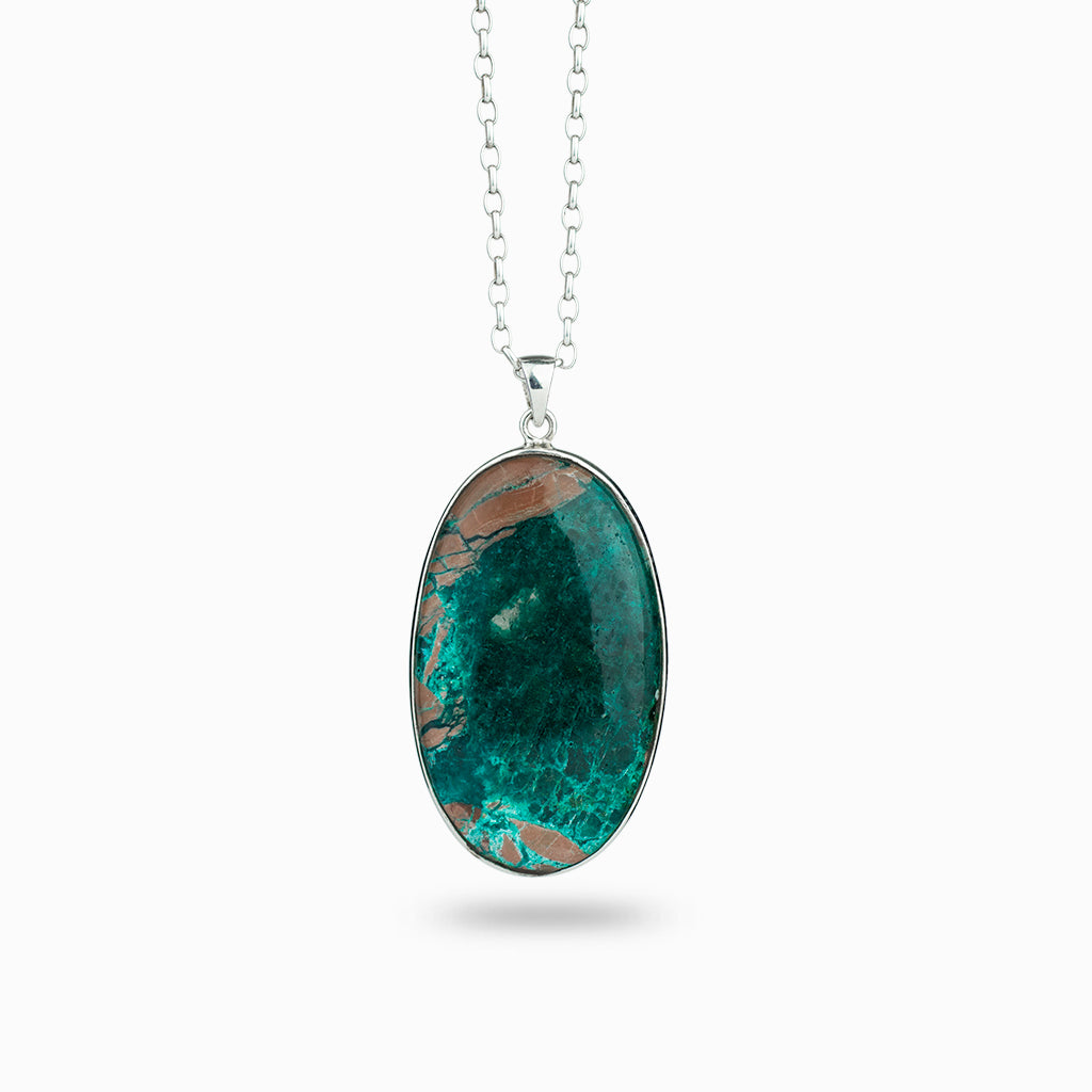 OVAL DIOPTASE CAB NECKLACE