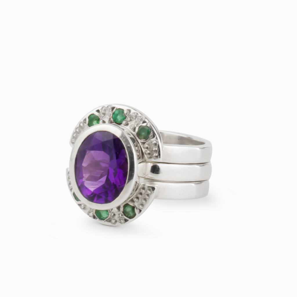 Amethyst & Emerald Ring