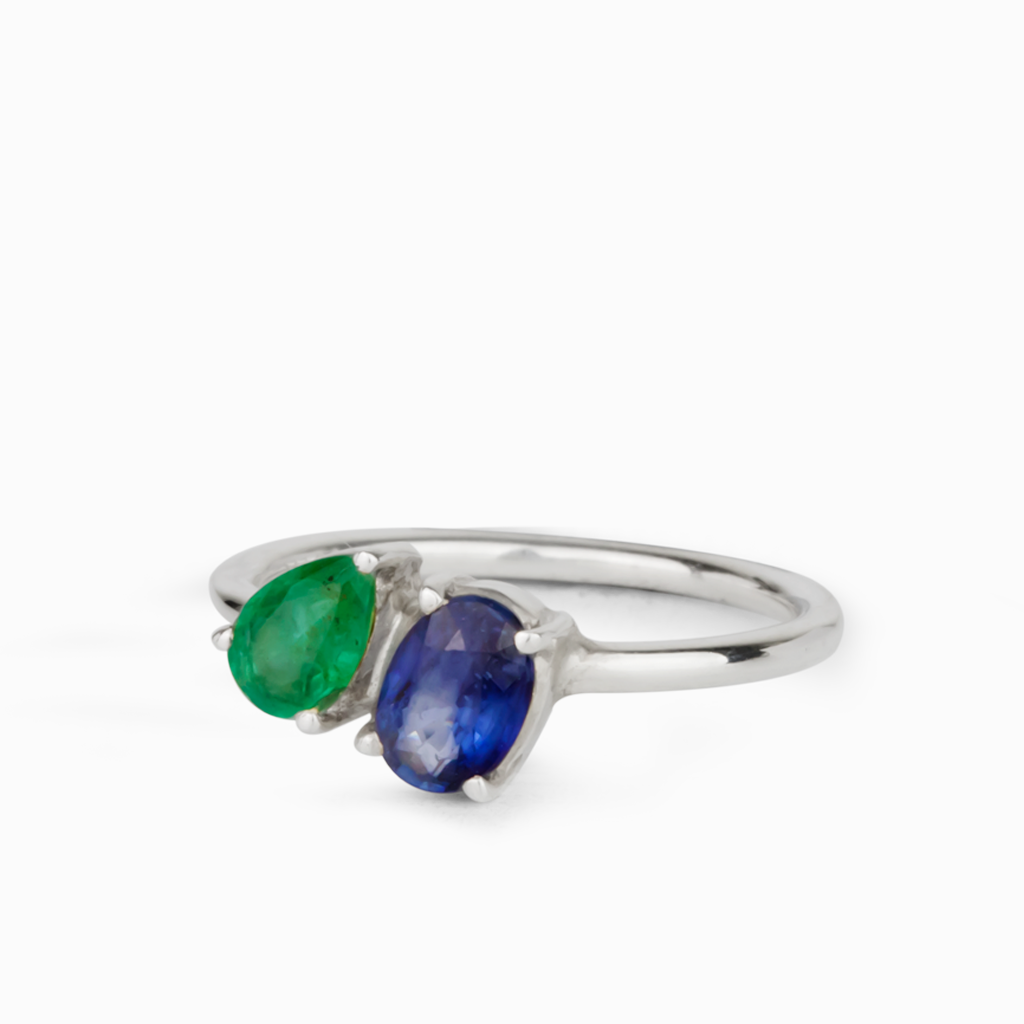 Emerald & Sapphire Claw Ring
