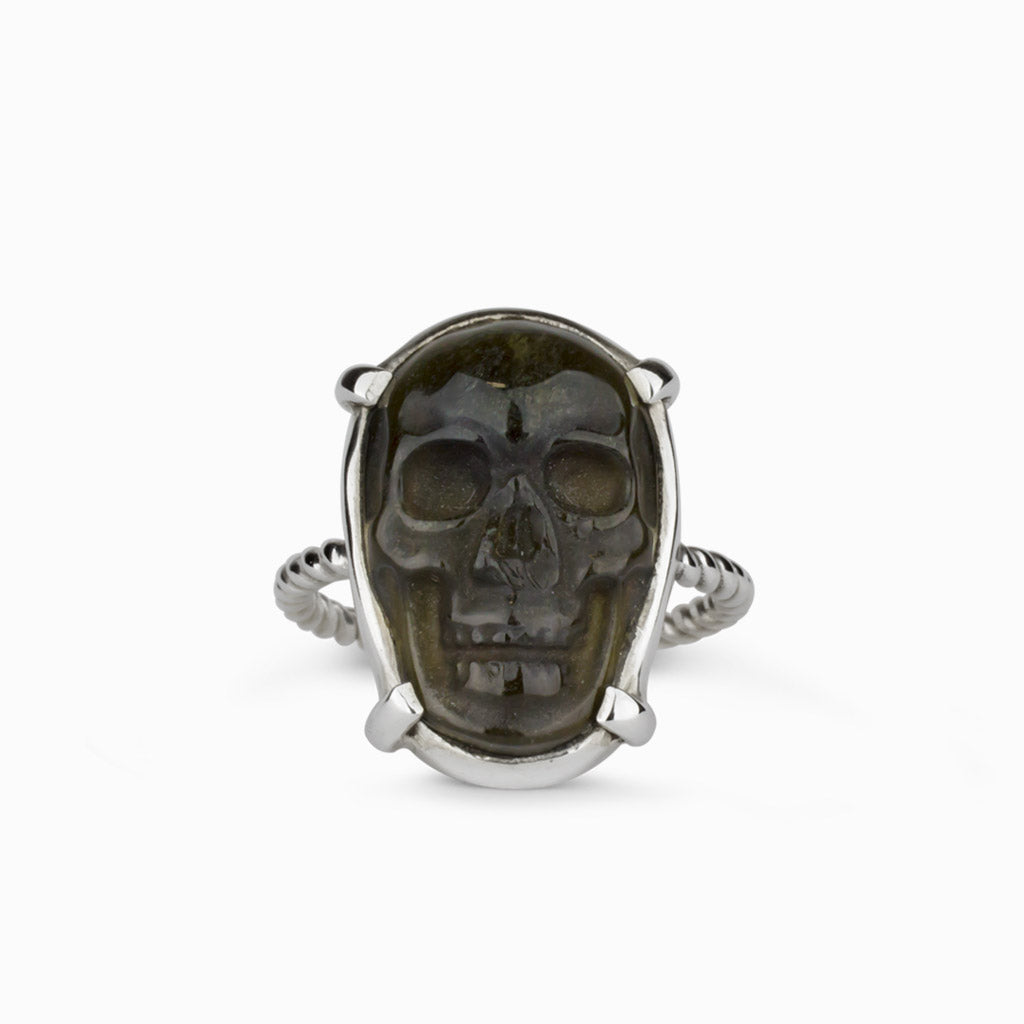 Obsidian Skull - Gold Sheen Ring