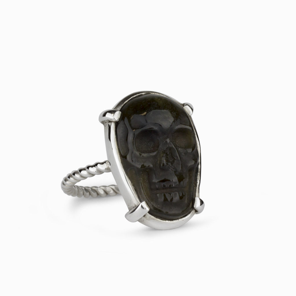 Obsidian Skull - Gold Sheen Ring