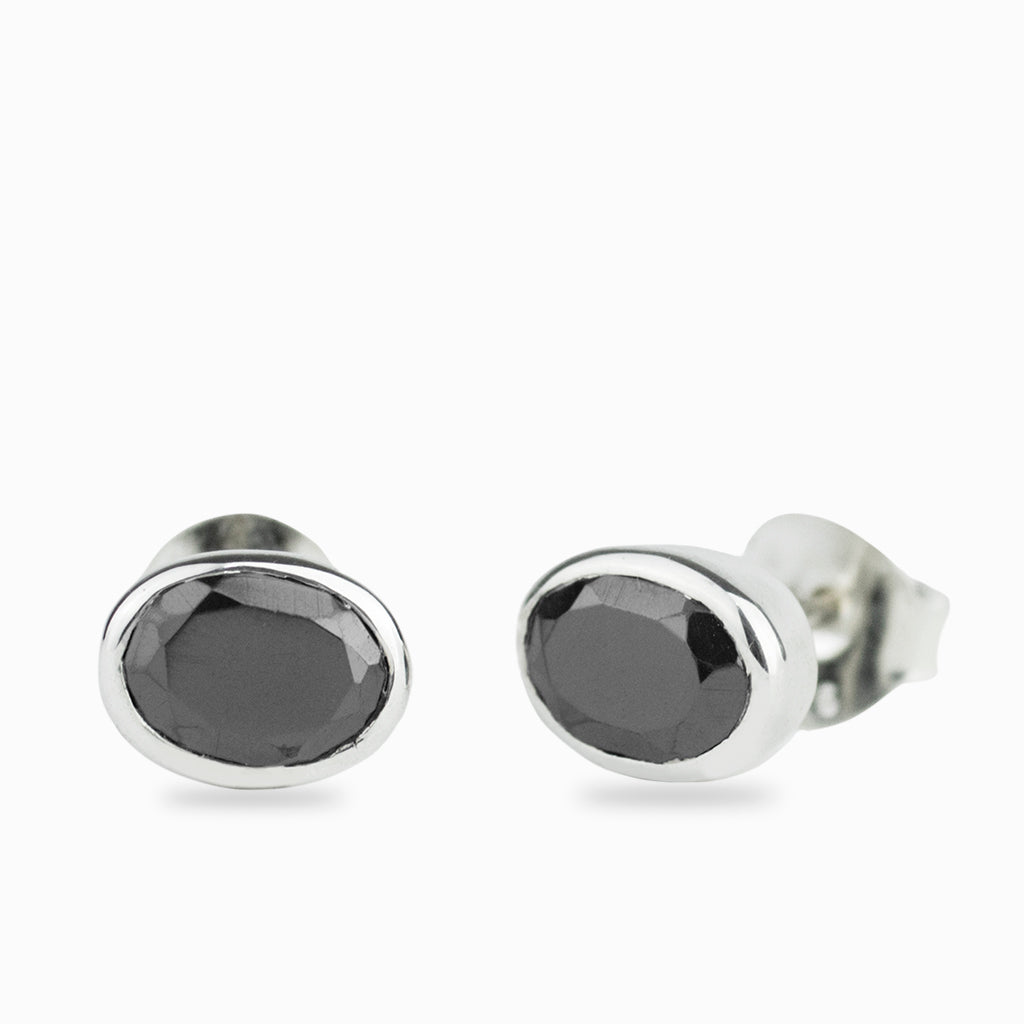 faceted oval Hematite studs
