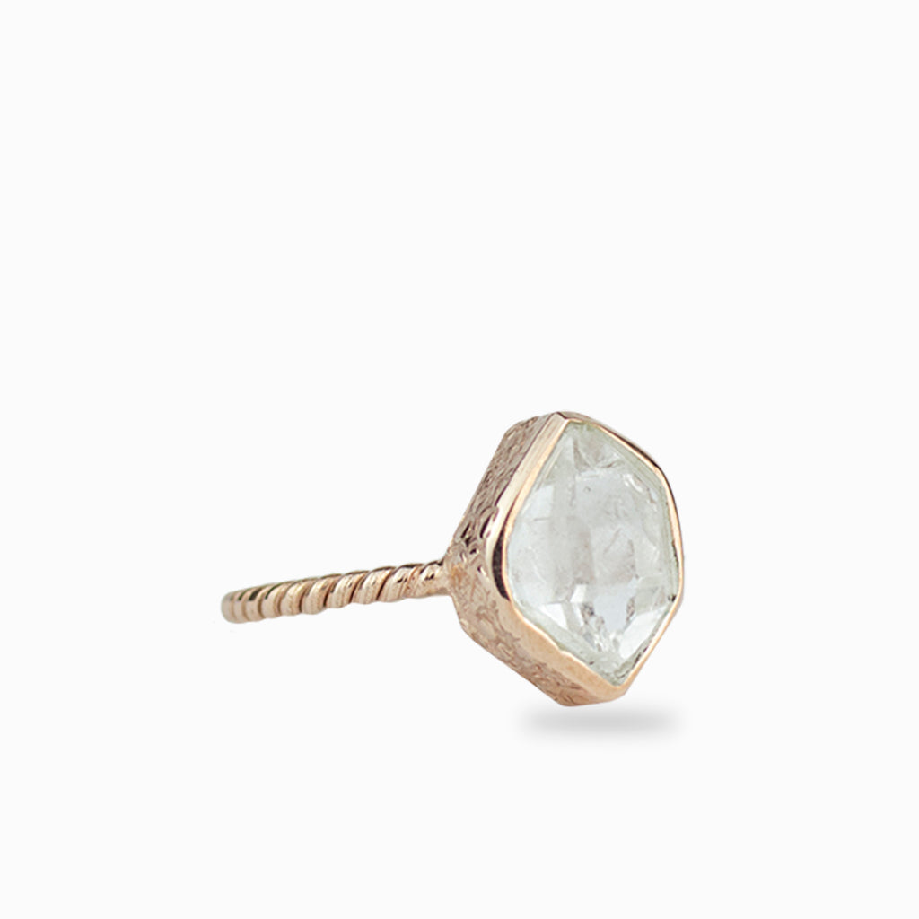 Herkimer Diamond Rough Ring Rose Gold Vermeil