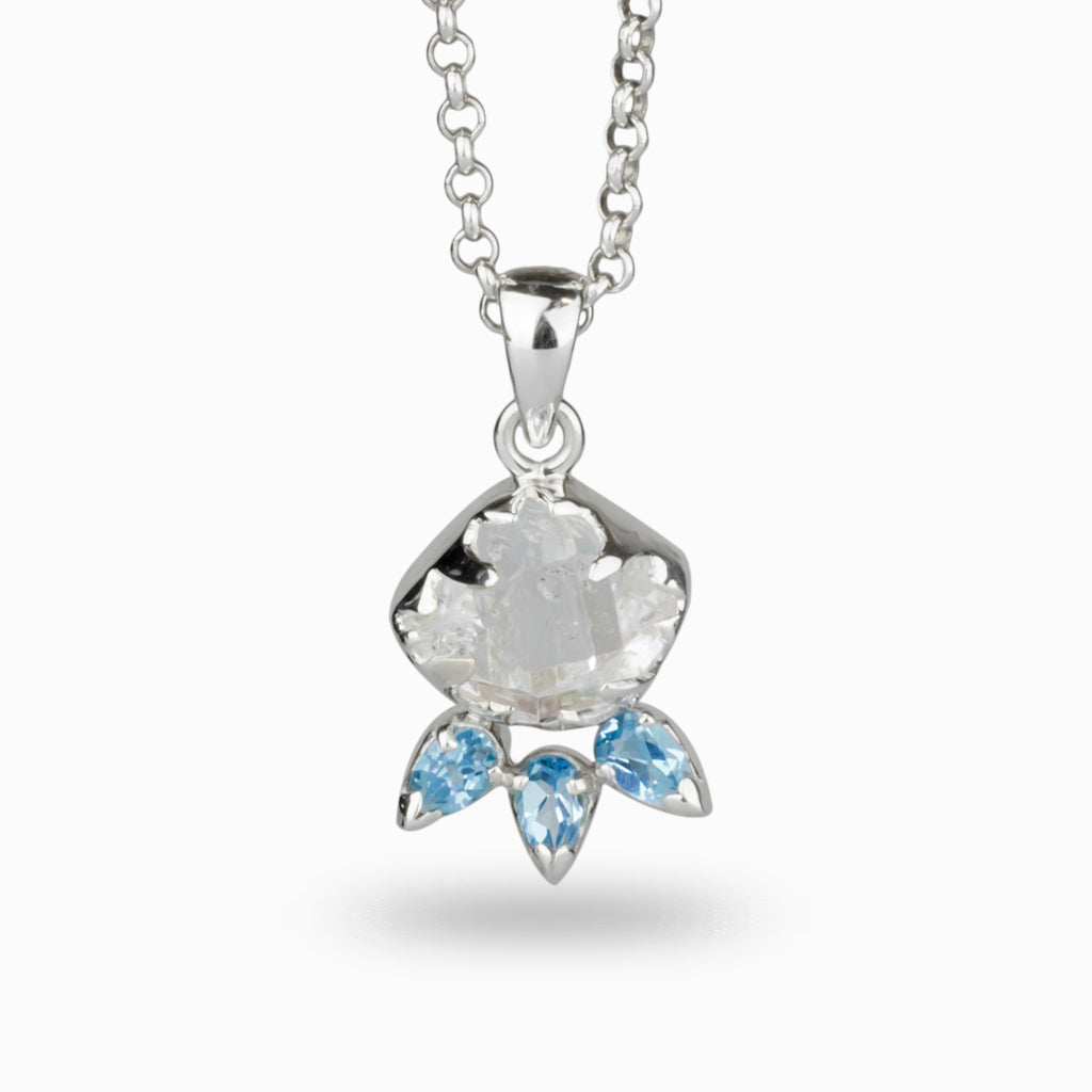 Blue Topaz and Herkimer Diamond Necklace