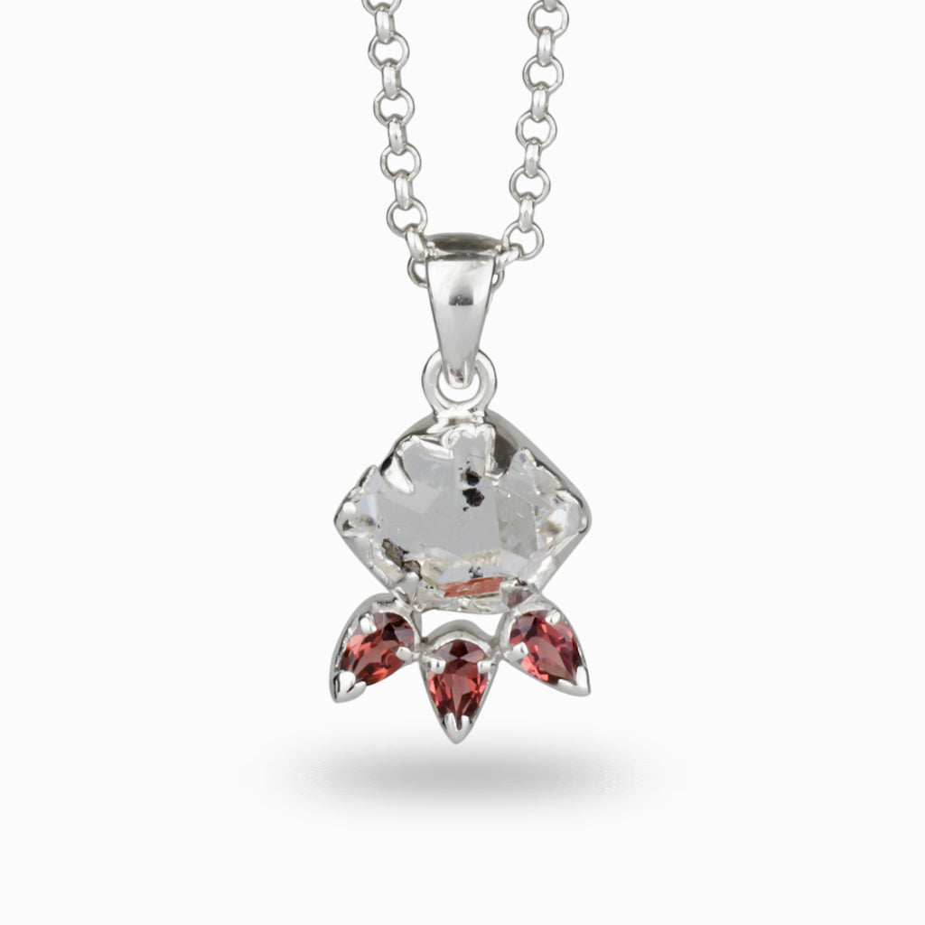 Garnet and Herkimer Diamond Necklace