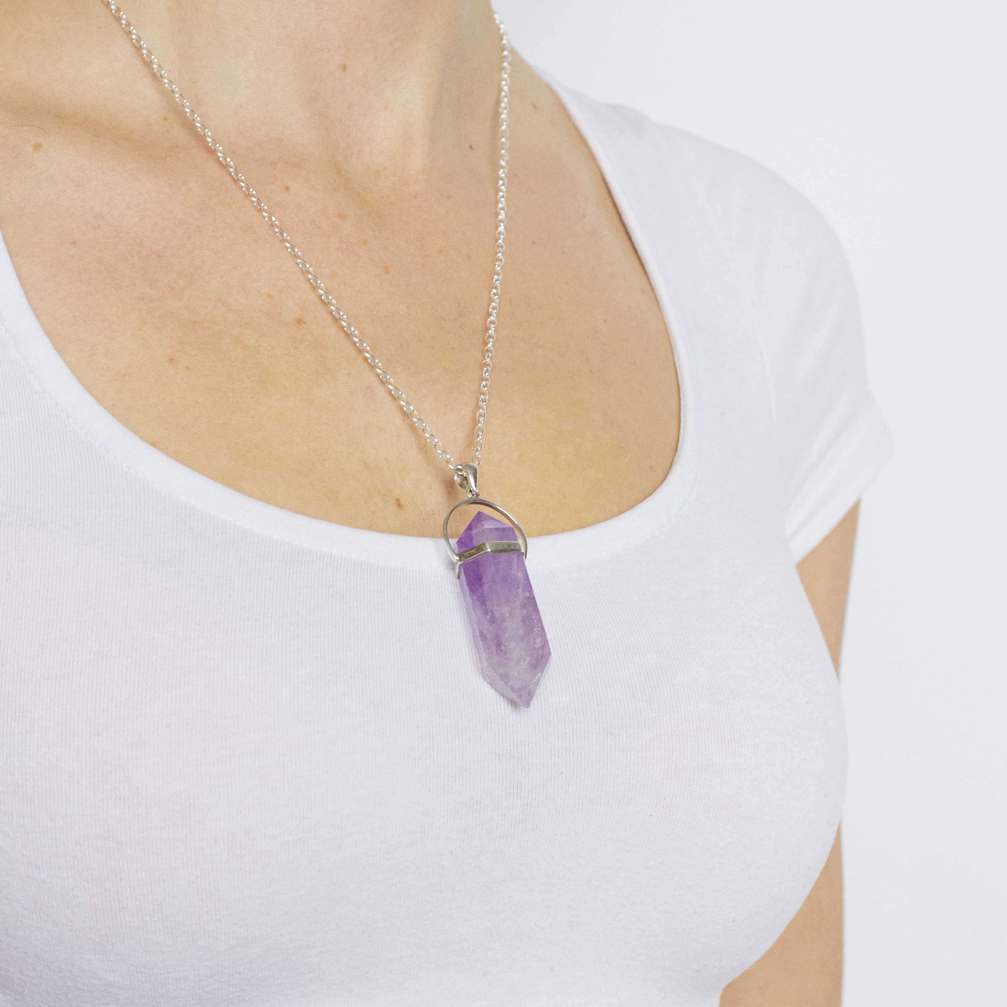 amethyst double pointed necklace