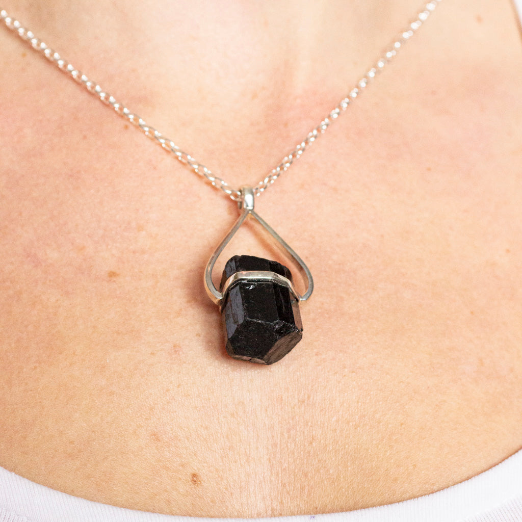 Men's Stainless Steel Black Onyx Stone Pendant Necklace