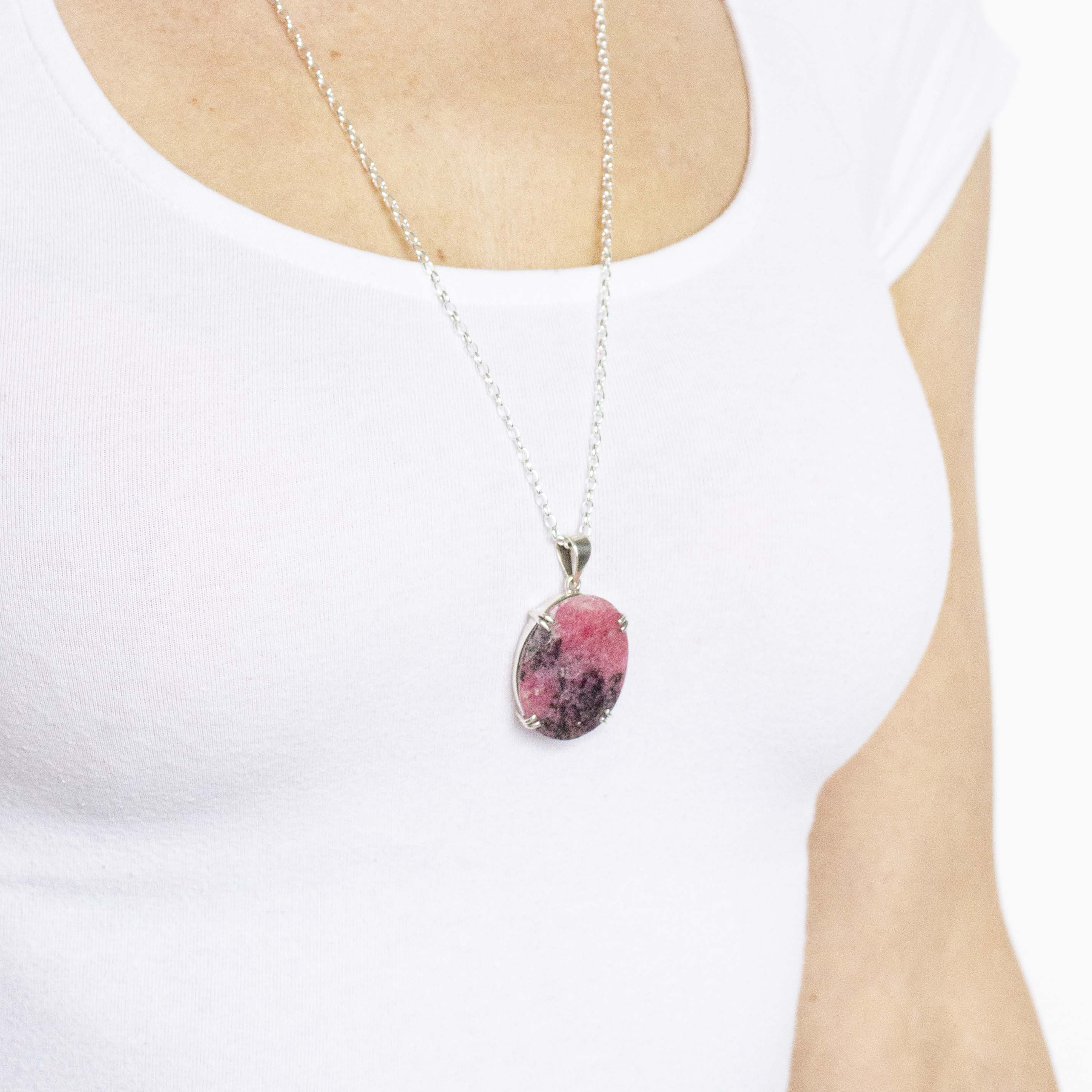 rhodonite necklace natural crystal