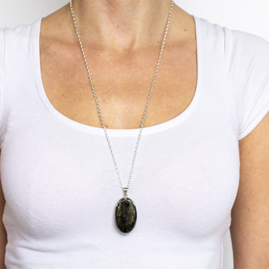 apache gold cab oval natural crystal necklace gold black