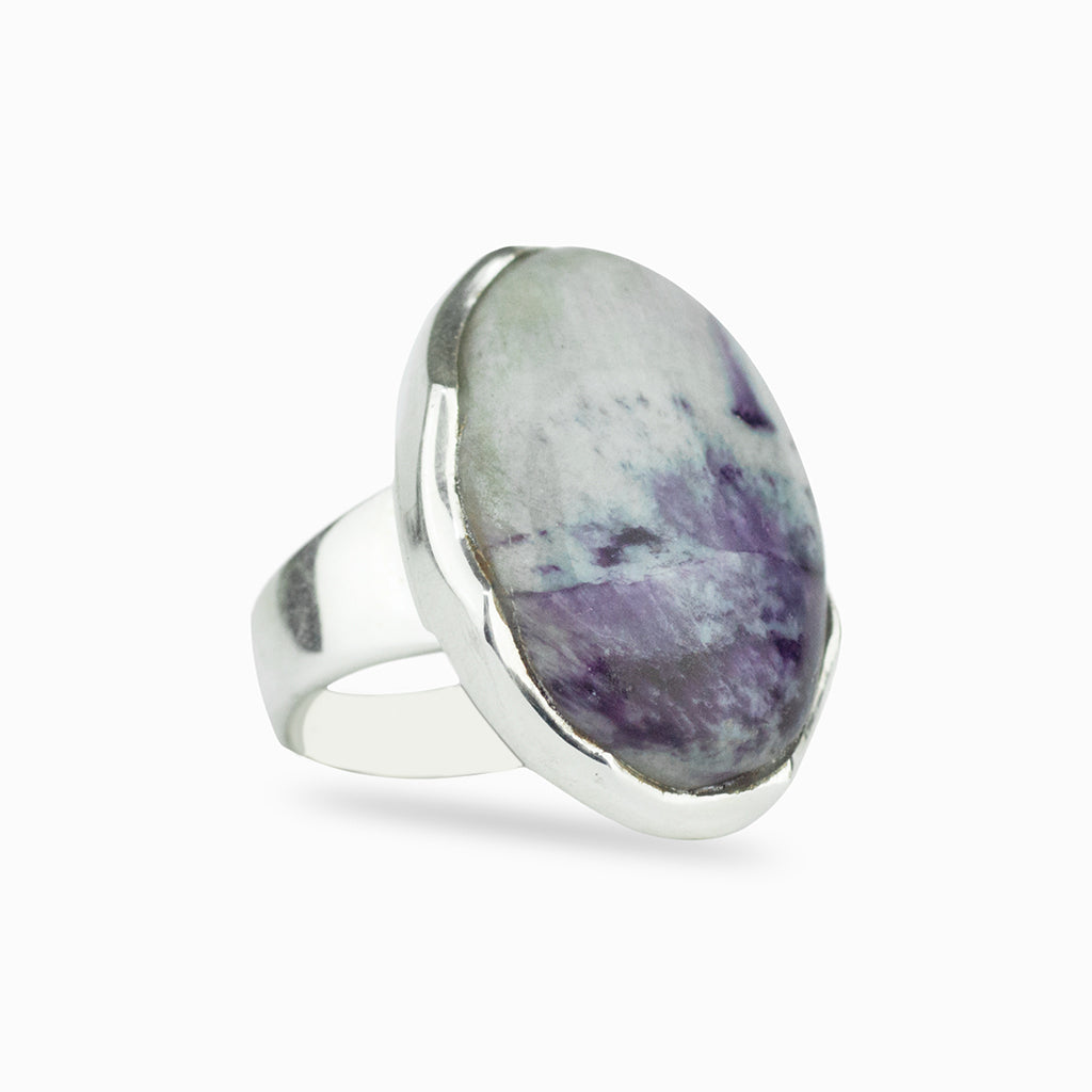 Kammererite oval cabochon ring
