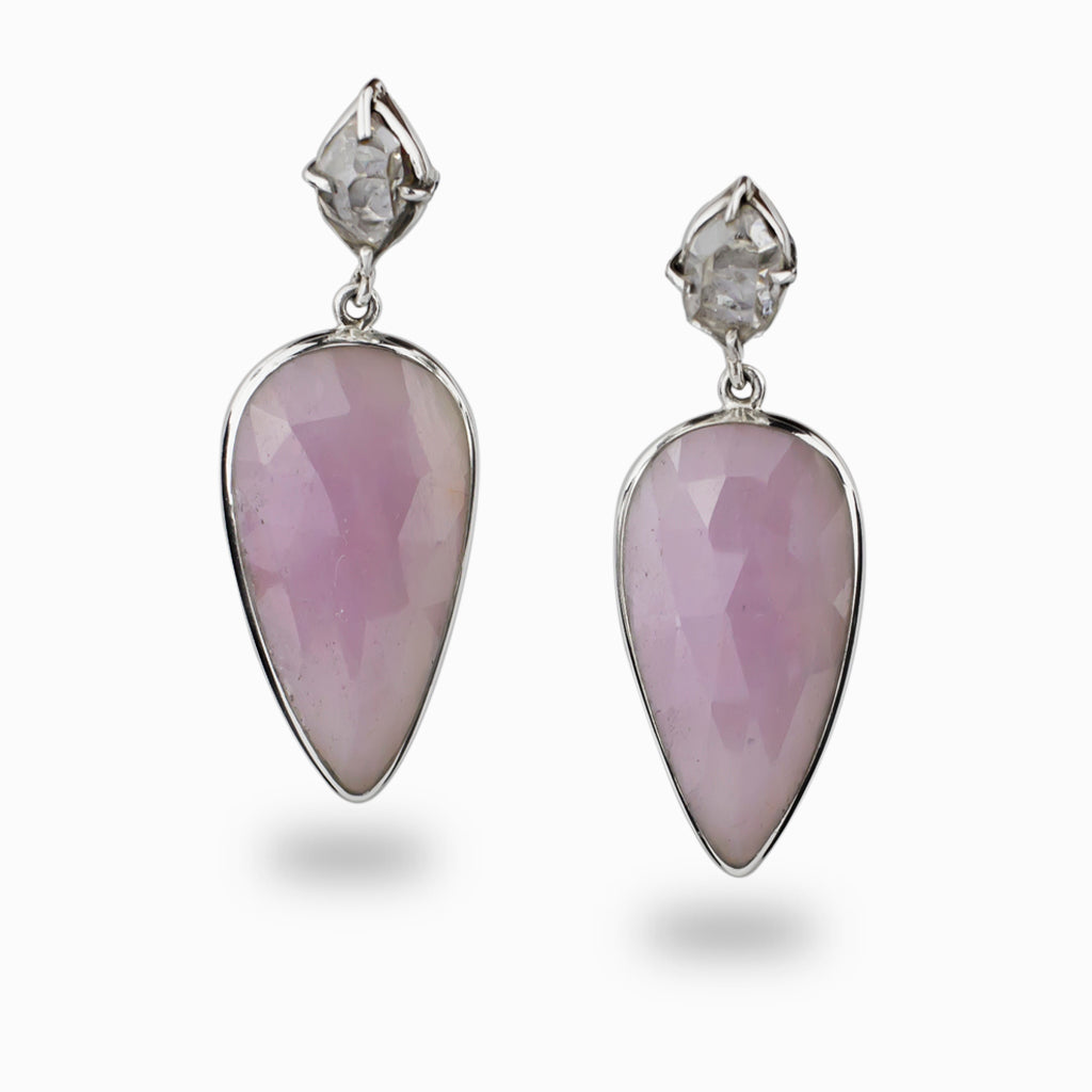 Herkimer Diamond & Kunzite Earrings
