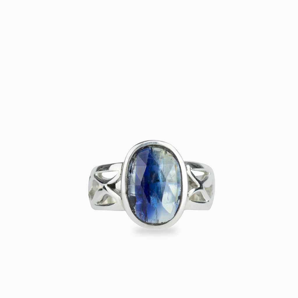 Kyanite oval faceted ring