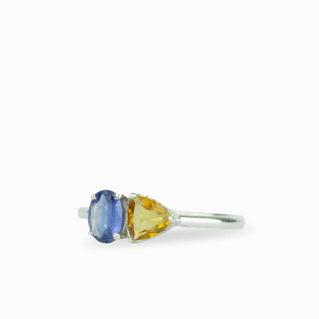 Citrine and Kyanite faceted ring