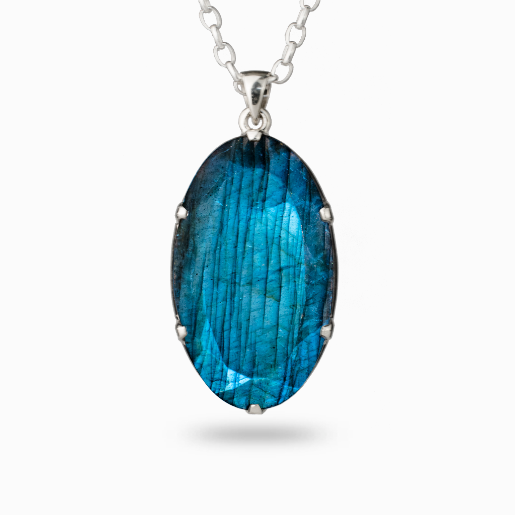 Oval Faceted Labradorite Necklace