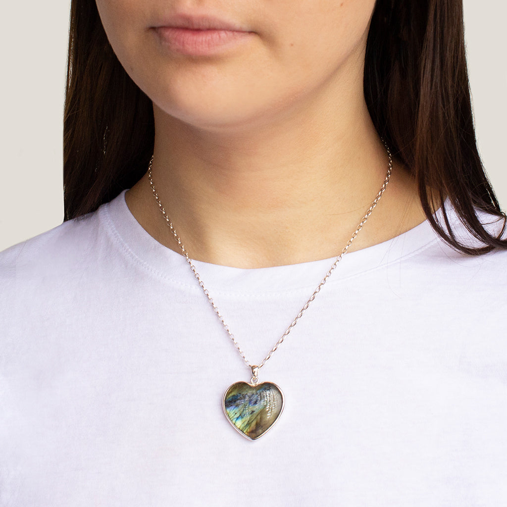Labradorite Heart Pendant Necklace