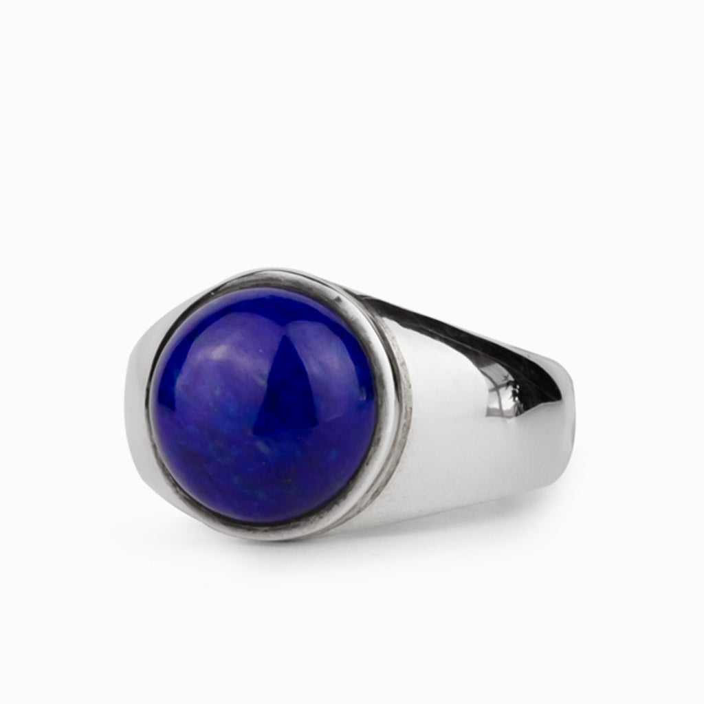 Round Lapis Lazuli Mens Ring