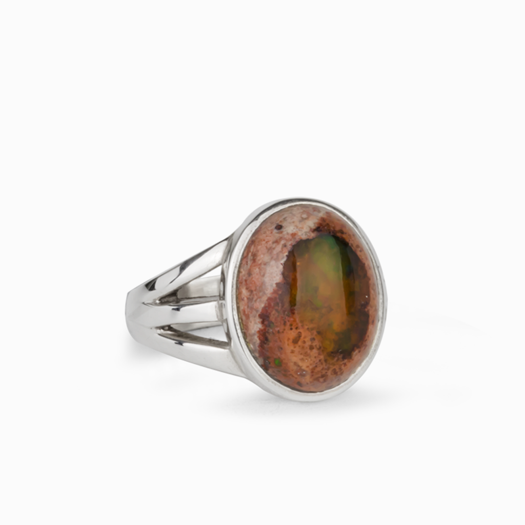 Mexican Boulder Fire Opal Ring. 925 Old Pawn. **VIDEO** – Sea Green Mermaid