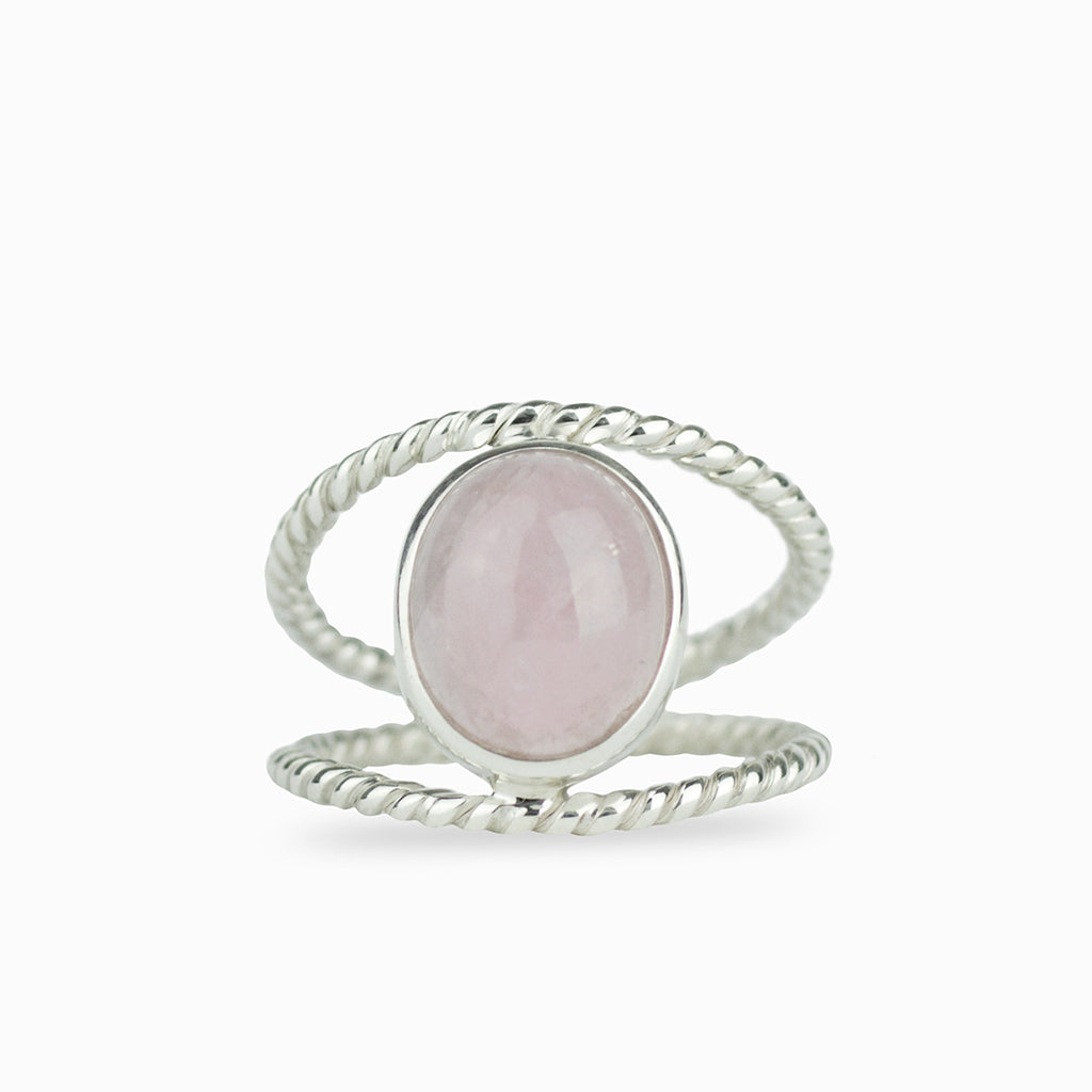 morganite oval cabochon open band ring