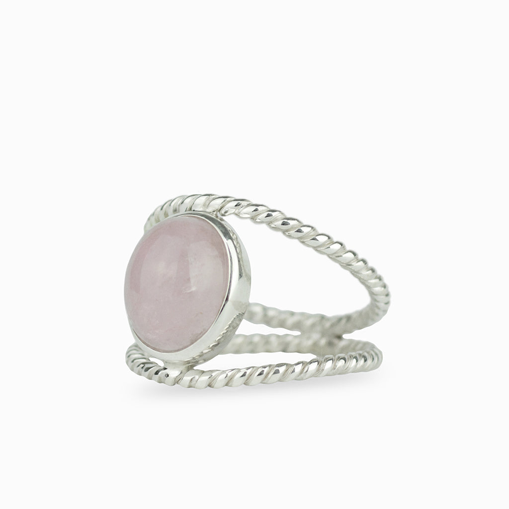 morganite oval cabochon open band ring