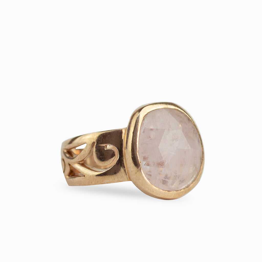 Morganite Faceted Ring in Rose Gold Vermeil