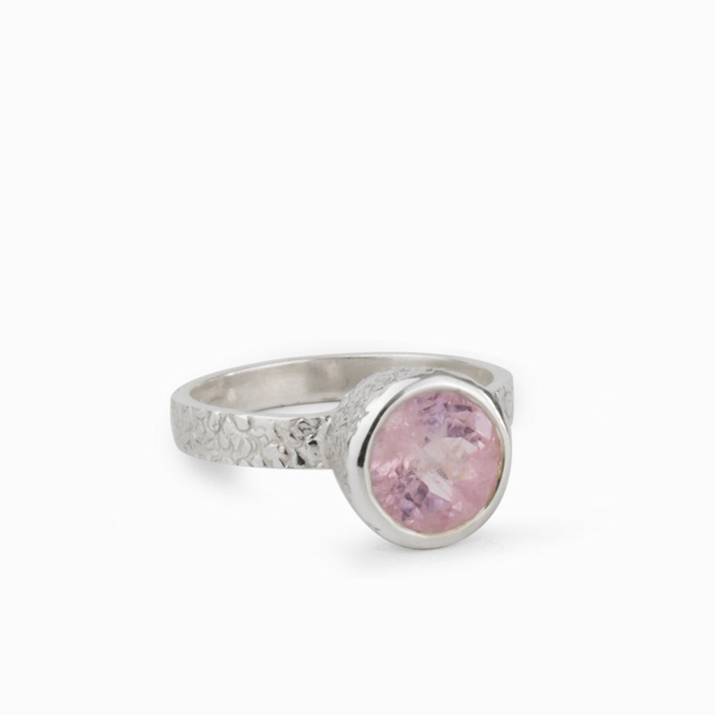 Round Faceted Morganite Ring