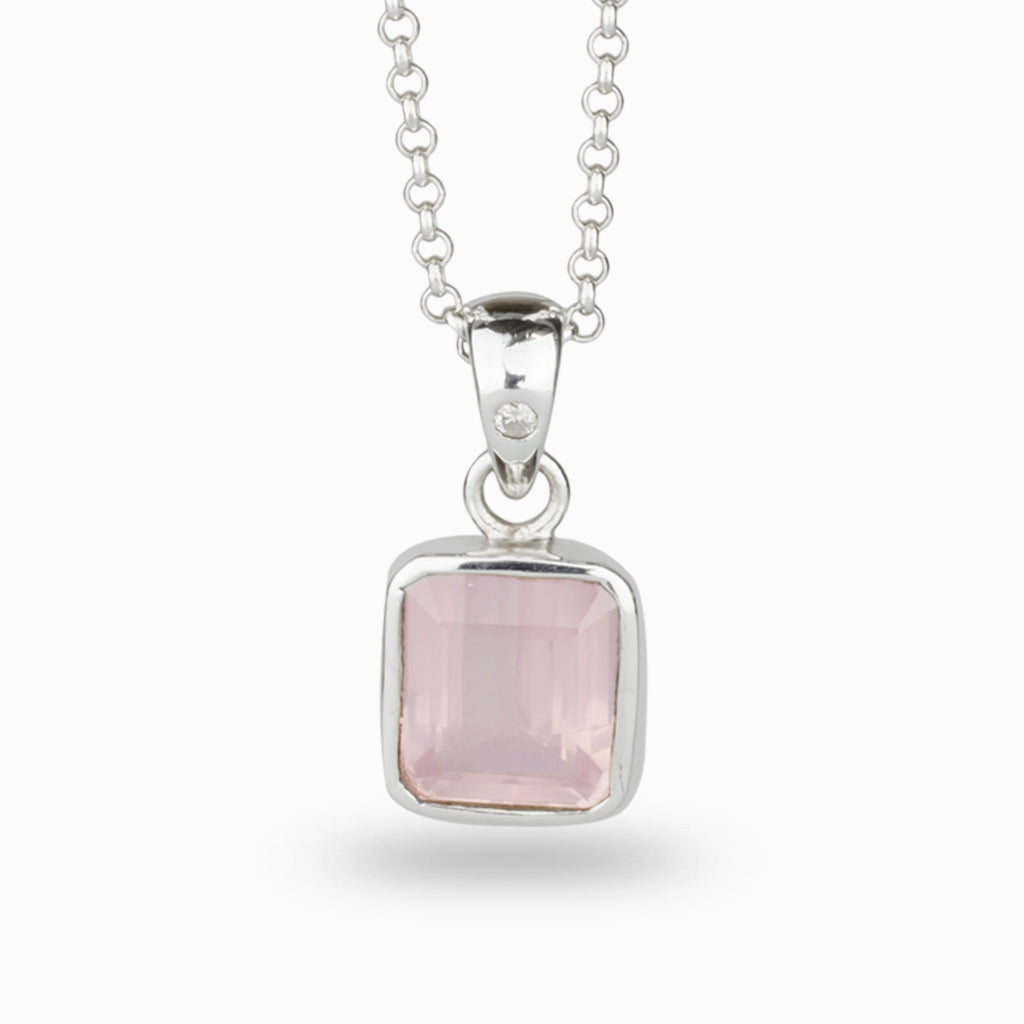 Rose Quartz & Diamond Necklace