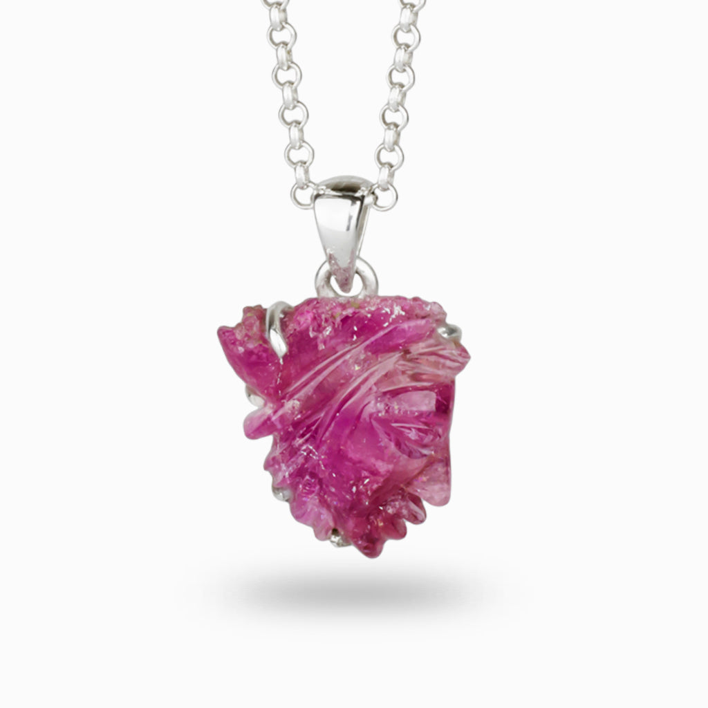 Rubellite Tourmaline Carving Necklace