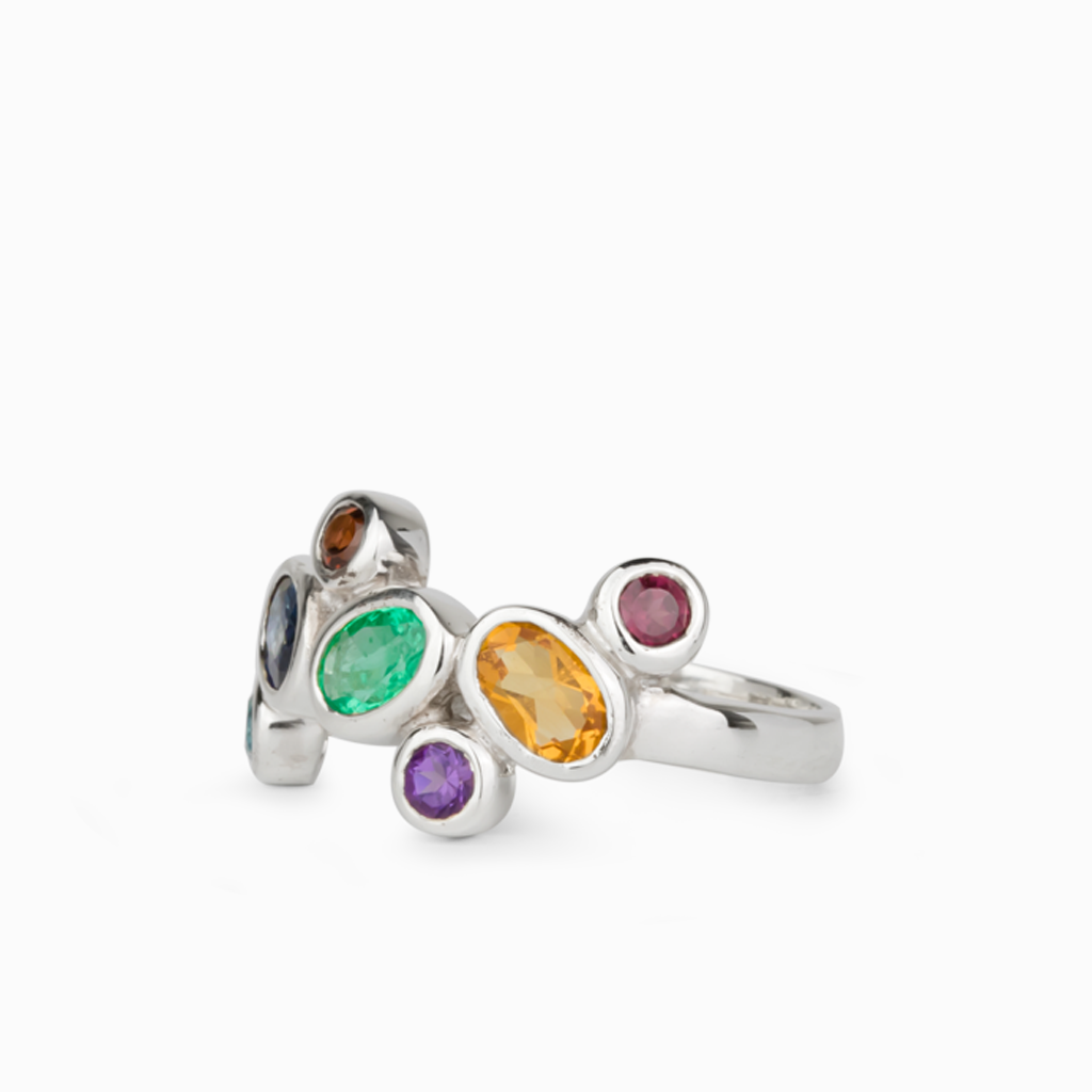 Multi Stone Faceted Ring
