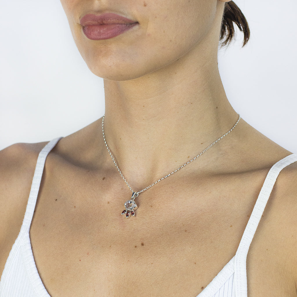 Garnet & Herkimer Diamond Necklace
