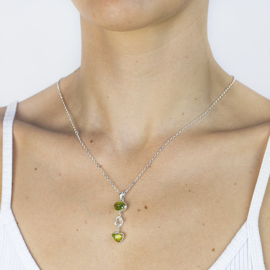 Herkimer Diamond & Peridot Necklace