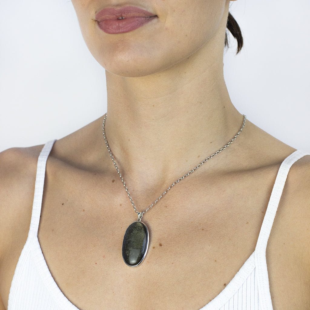 Gold Sheen Obsidian Necklace