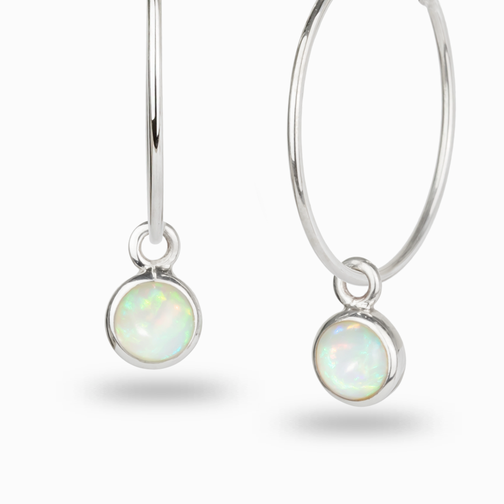 Precious Opal Hoop Charms