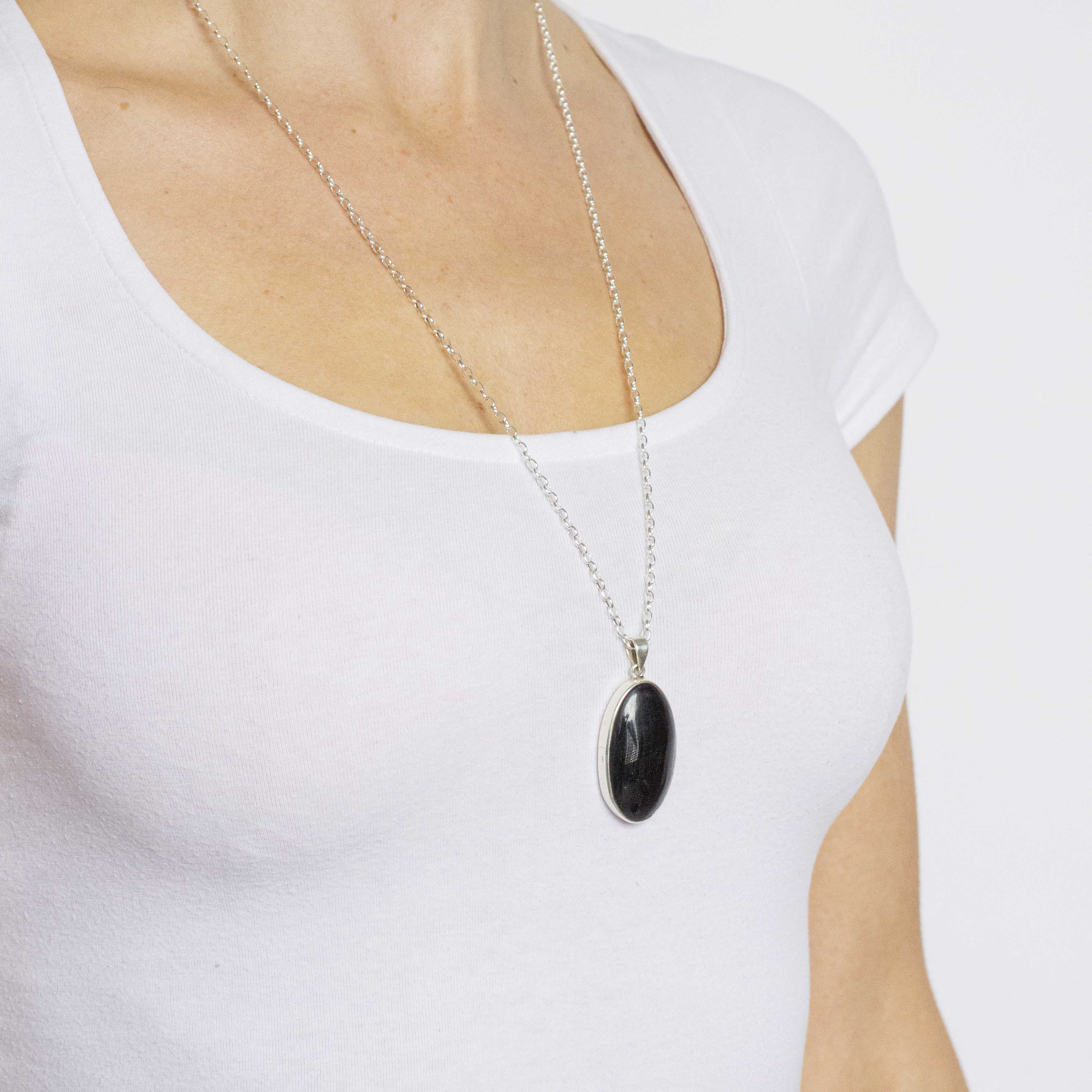 banded agate oval cab necklace natural crystal