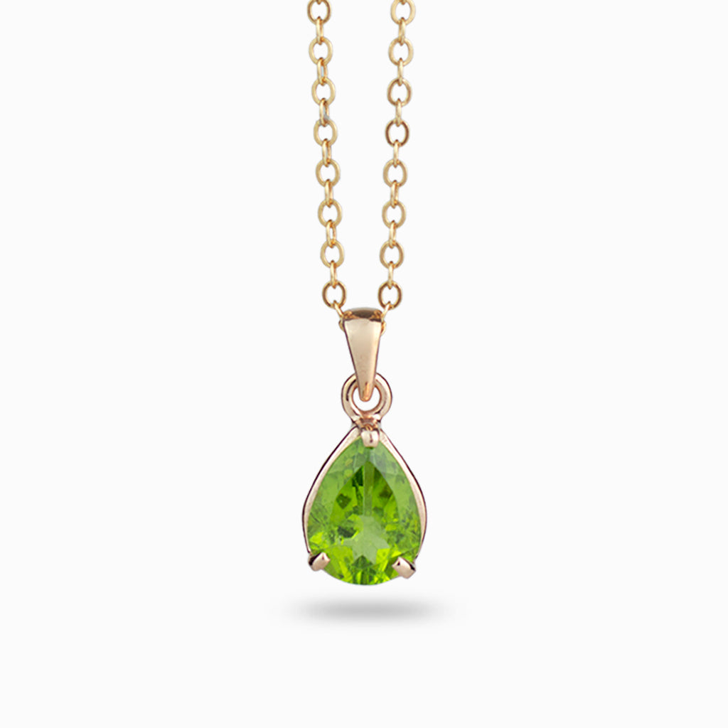 Peridot Rose Gold Vermeil Faceted Teardrop Claw Necklace