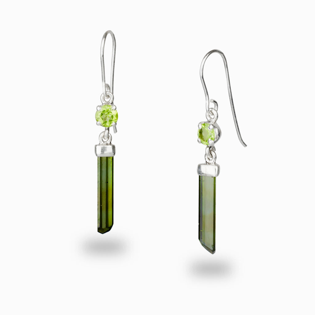 Peridot and Green Tourmaline Drop Earrings