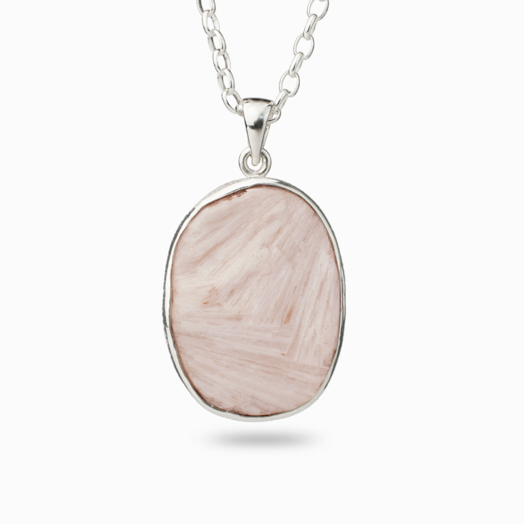Oval Pink Scolecite Necklace