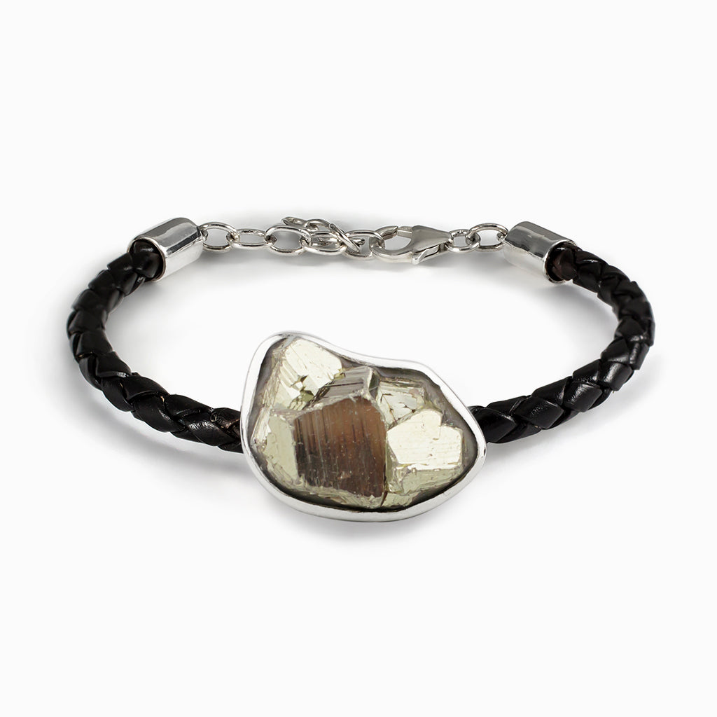 Pyrite Leather Bracelet