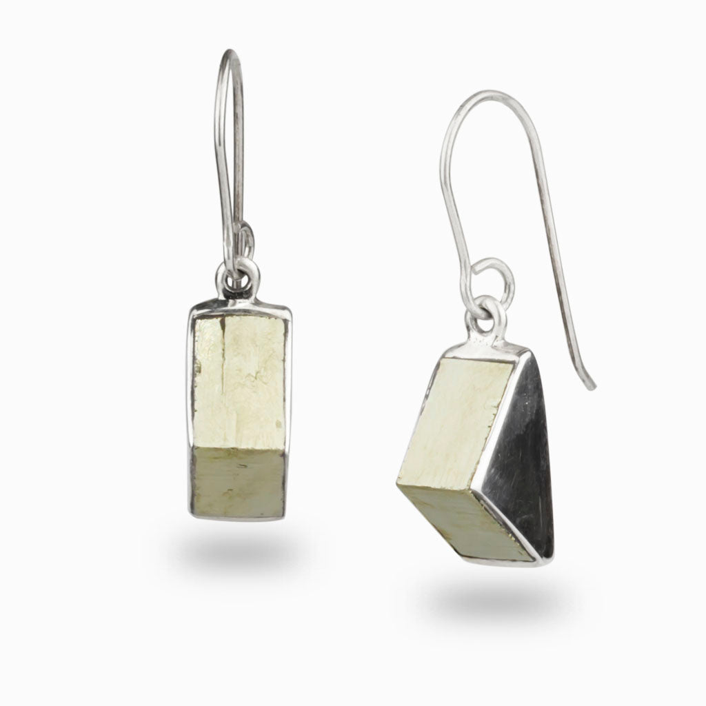Pyrite Cube Drop Earrings