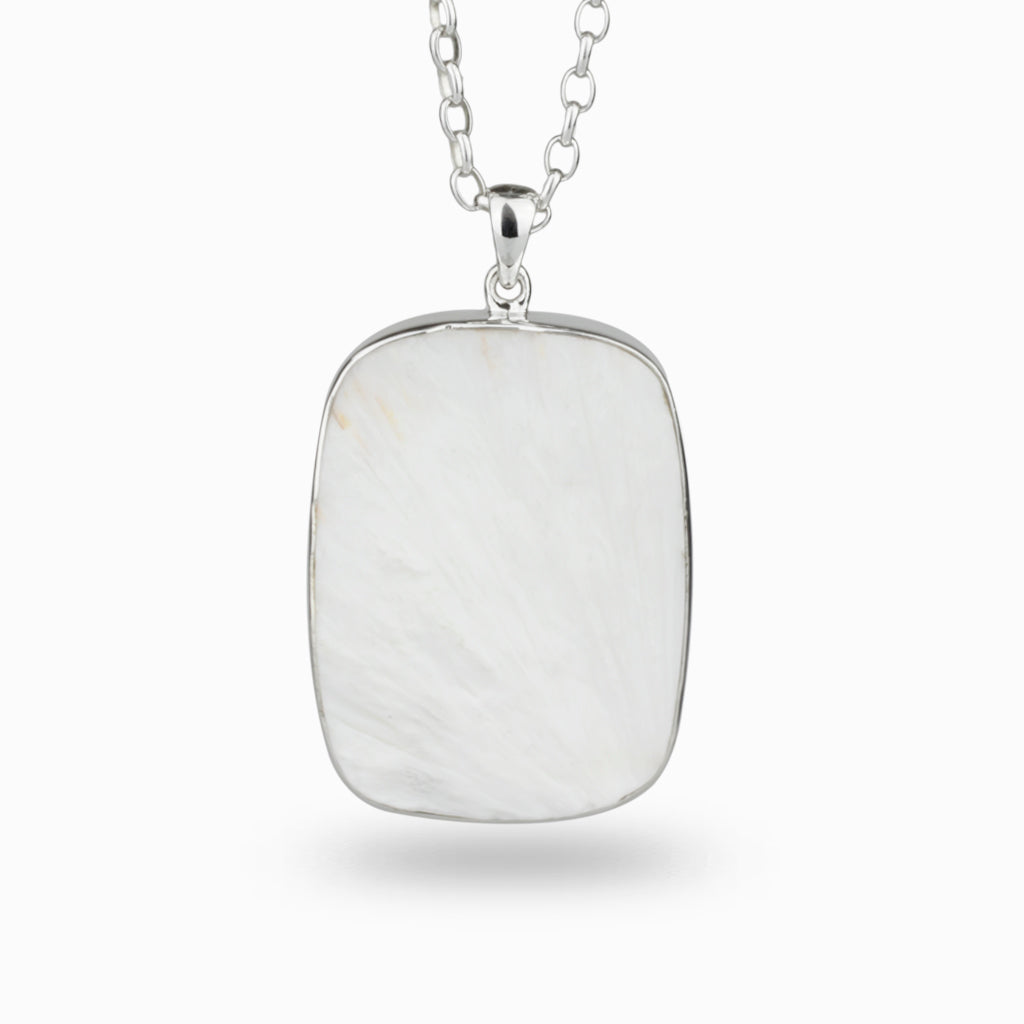 Rounded Rectangle shaped Scolecite Necklace