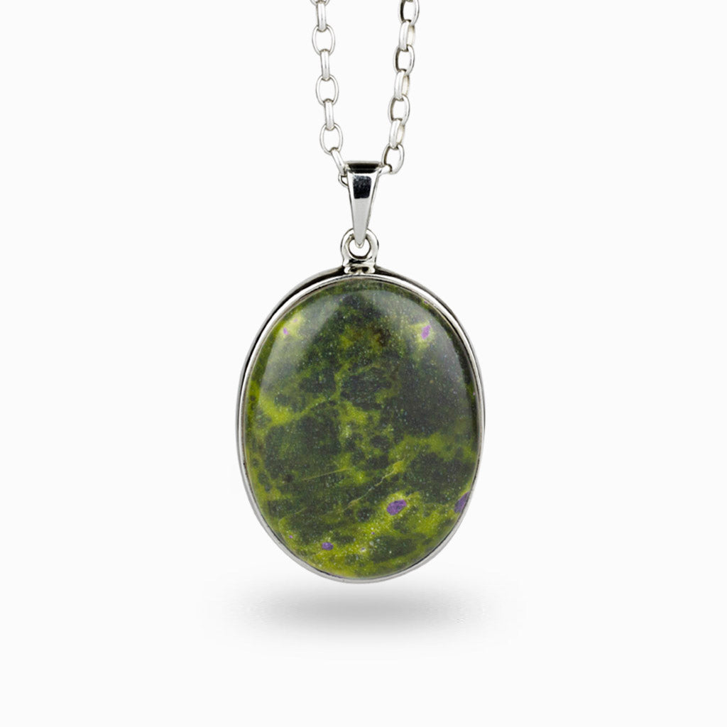 Oval shaped Serpentine Stichtite Necklace