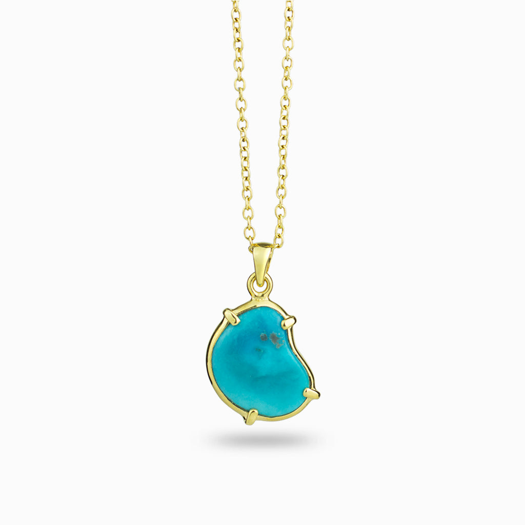 sleeping beauty turquoise necklace 14k yellow gold vermeil claw freeform