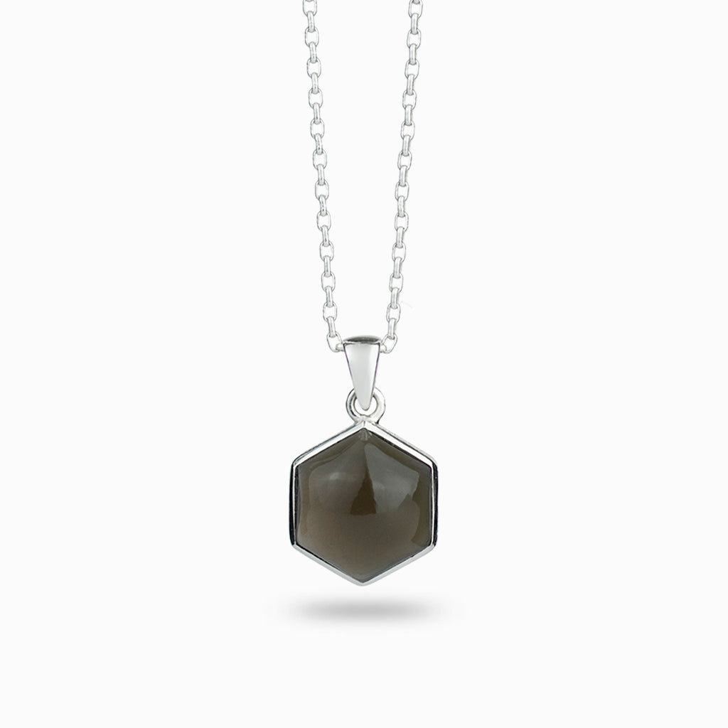 hexagonal smokey quartz necklace